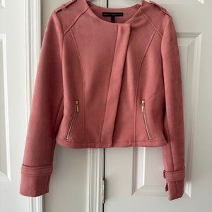 White House Black Market Faux-Suede Moto Jacket - Pink Size Small